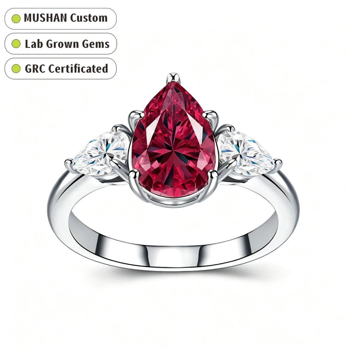 MUSHAN Custom Jewelry 925 Sterling Silver Ring Band for Women 4ct Lab Grown Gemstones Ruby Emerald Sapphire Rings Jewelry