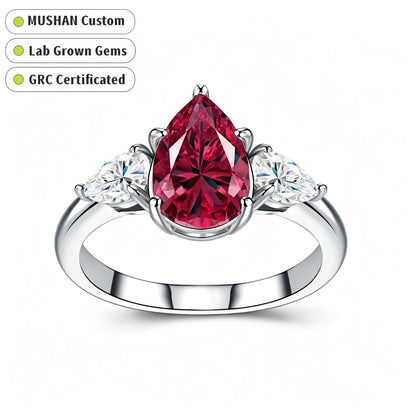 MUSHAN Custom Jewelry 925 Sterling Silver Ring Band for Women 4ct Lab Grown Gemstones Ruby Emerald Sapphire Rings Jewelry