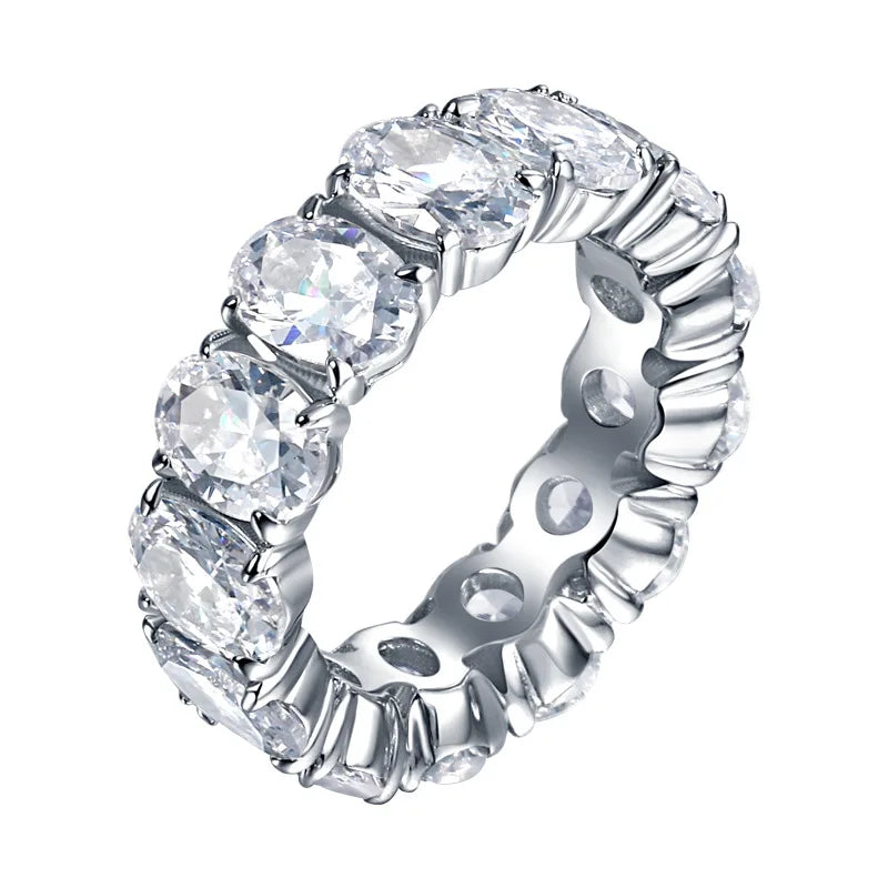 MuShan Jewelry 925 Sterling Silver Rings Bands Engagement Ring 7A Cubic Zirconia Timeless Anniversary Rings Bands  Women Gift