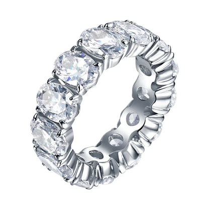 MuShan Jewelry 925 Sterling Silver Rings Bands Engagement Ring 7A Cubic Zirconia Timeless Anniversary Rings Bands  Women Gift