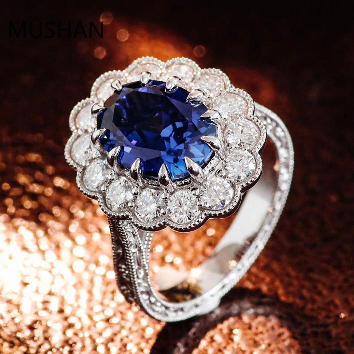 MUSHAN Luxury Custom 14K 18K Gold Rings Band Jewelry With Moissanite Diamond Lab Grown Gemstones Diamond Wedding Ring For Women