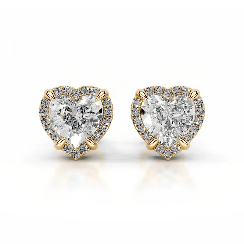 MuShan Brand Jewelry 925 Sterling Silver Stud Earrings Moissanite Diamond Ear Pin Women 18k Gold Plated MST Patent Earrings Stud