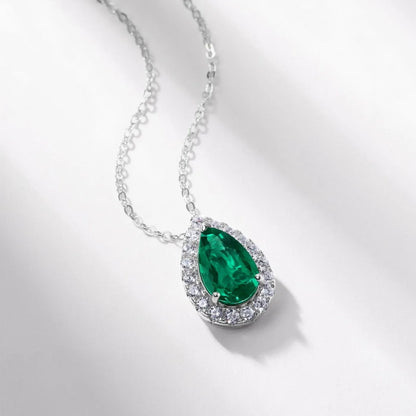 MUSHAN Luxury Jewelry 925 Sterling Silver Chain Pendant Necklace Lab Grown Emerald Ruby Gemstones Necklaces Pendants GRC Jewelry