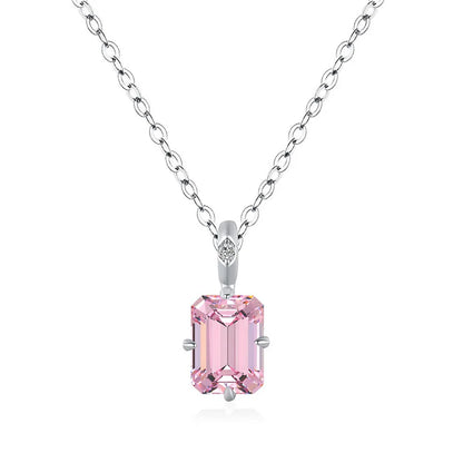 MuShan Jewelry 925 Sterling Silver Necklace Lab Grown Ruby Asscher Daily Wear for Women 18K Gold Plated Anniversary Necklace