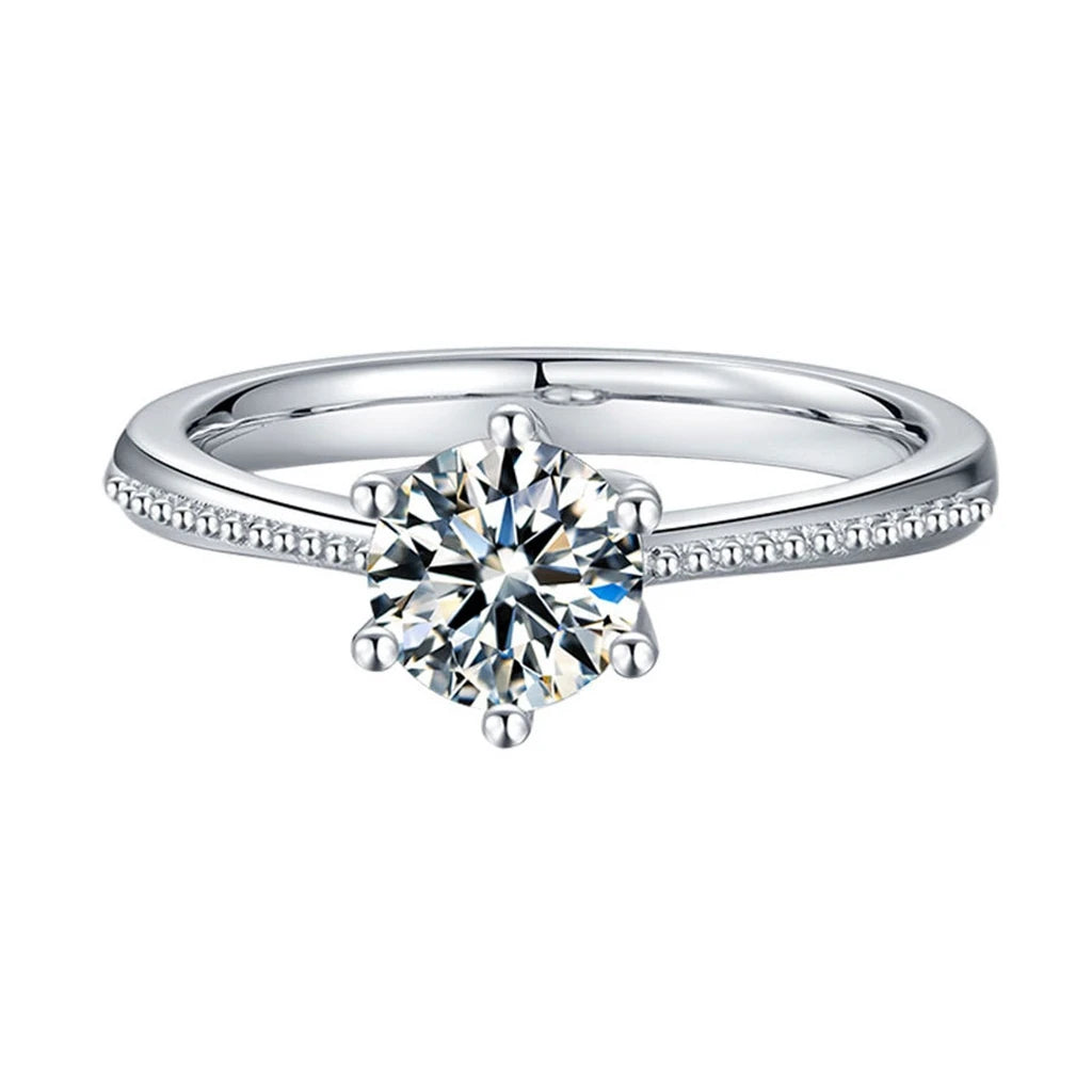 MuShan Jewelry 925 Sterling Silver Ring Moissanite D Color VVS Luxury Round Bold Sophisticated Rings Diamond Accessories