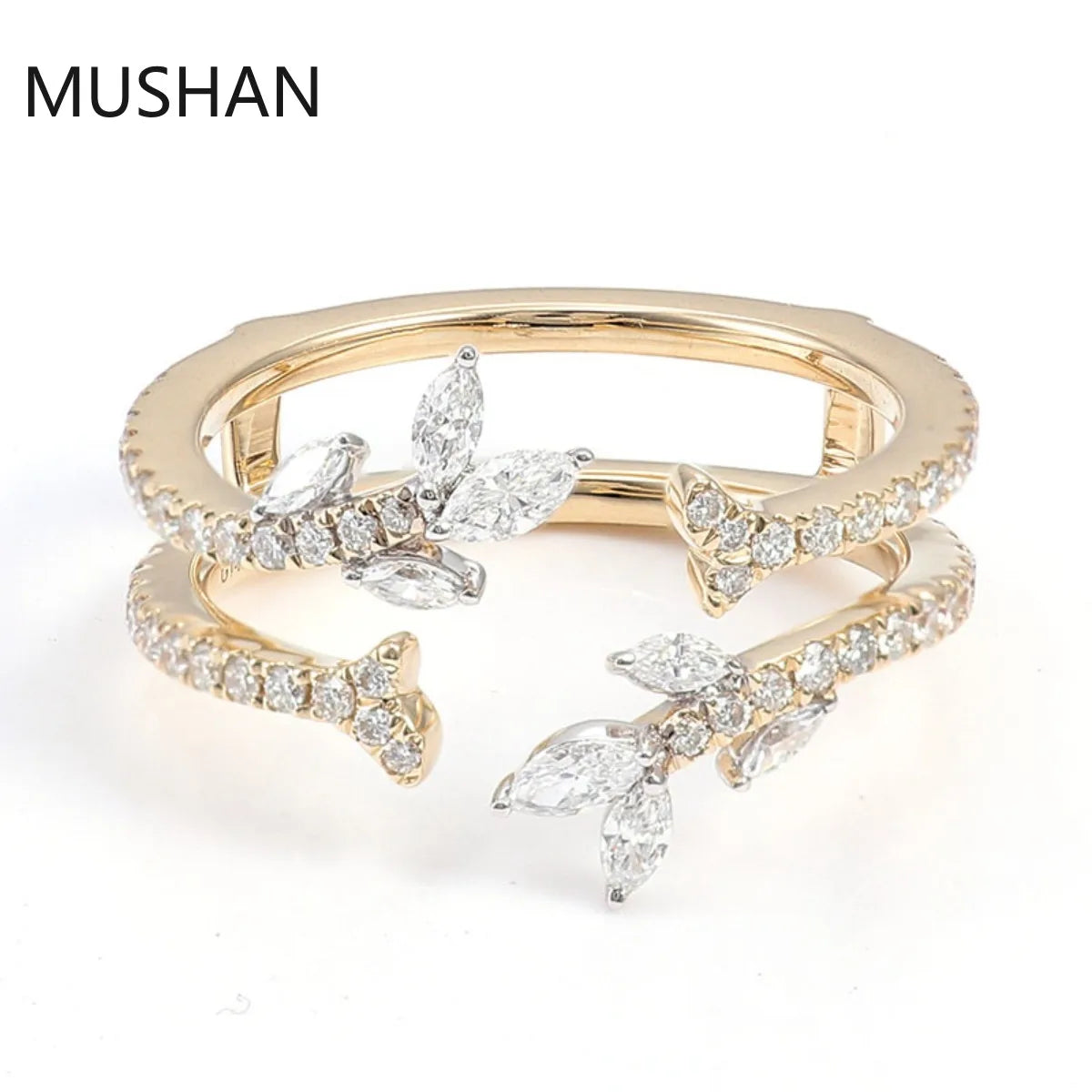 MUSHAN Luxury Custom 14K 18K Gold Rings Band Jewelry With Moissanite Diamond Lab Grown Gemstones Diamond Wedding Ring For Women