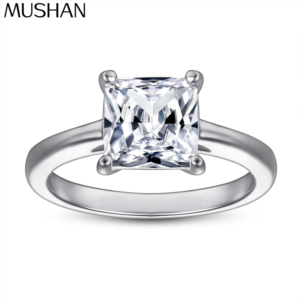 Anillo de boda de plata de ley 925 MuShan Jewelry con diamante de carbono de alta calidad, anillo de compromiso, regalo de Navidad, joyería fina para mujer