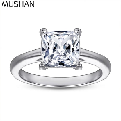 Anillo de boda de plata de ley 925 MuShan Jewelry con diamante de carbono de alta calidad, anillo de compromiso, regalo de Navidad, joyería fina para mujer
