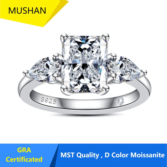 MUHAN Luxury Jewelry  925 Sterling Silver Ring Wedding Band  Women GRA Certificate Moissanite Diamond Rings D Color Fine Jewelry