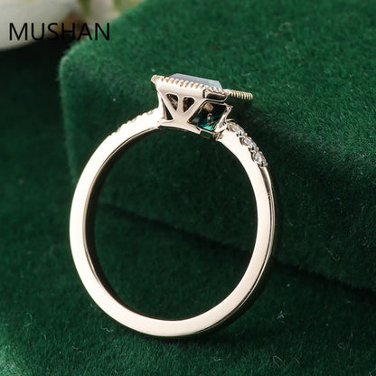 Anillos de banda MUSHAN de lujo personalizados en oro de 14K y 18K con diamantes de moissanita y piedras preciosas cultivadas en laboratorio, anillo de bodas con diamantes para mujer