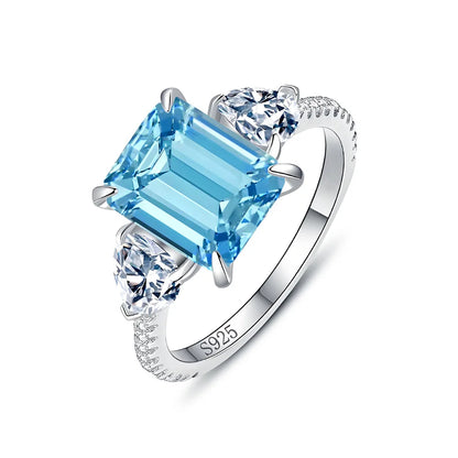 MuShan Jewelry 925 Sterling Silver Ring Wedding Band HCD Gemstones Minimalist Style Glamorous Style Women Rings Fine Jewelry