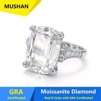 MUSHAN Luxury Jewelry 925 Sterling Silver Ring Band Women GRA Certificated Moissanite Diamond Emerald D Color Rings Fine Jewelry