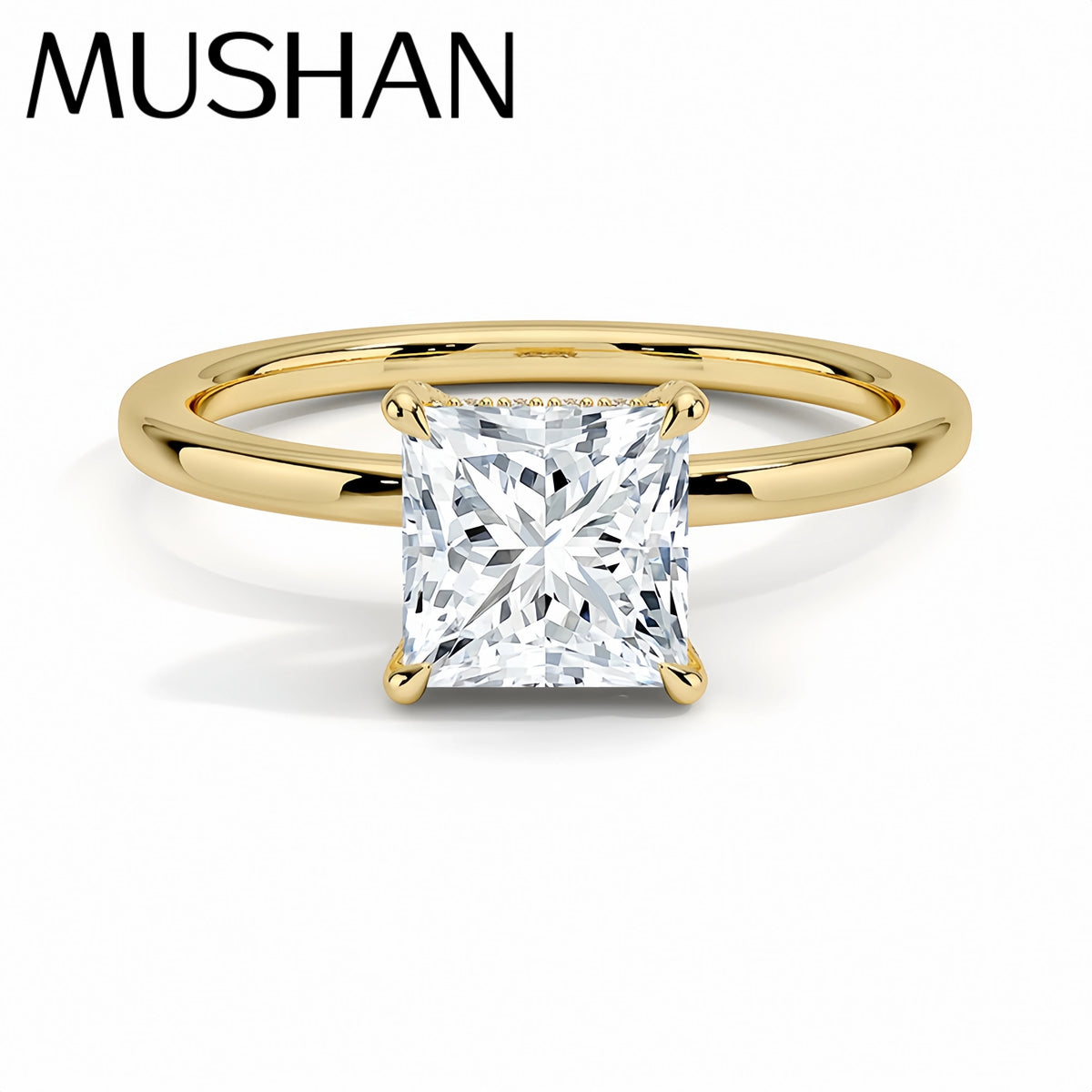 Bague pour femme MuShan en argent sterling 925, sertie de moissanite, faite à la main et plaquée or véritable 18K, bijou breveté MST