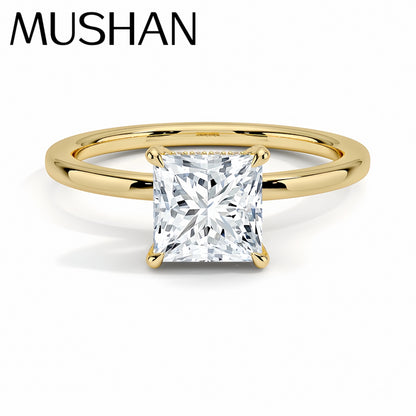 Bague pour femme MuShan en argent sterling 925, sertie de moissanite, faite à la main et plaquée or véritable 18K, bijou breveté MST