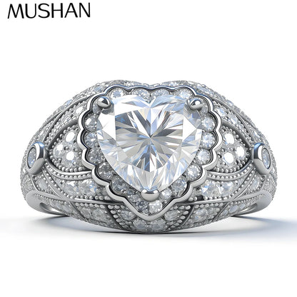 MuShan Brand Jewelry 925 Sterling Silver Ring VVS Moissanite Brilliant Ring for Women 18K Real Gold Plated MST Patent Fine Rings