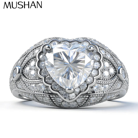 MuShan Brand Jewelry 925 Sterling Silver Ring VVS Moissanite Brilliant Ring for Women 18K Real Gold Plated MST Patent Fine Rings