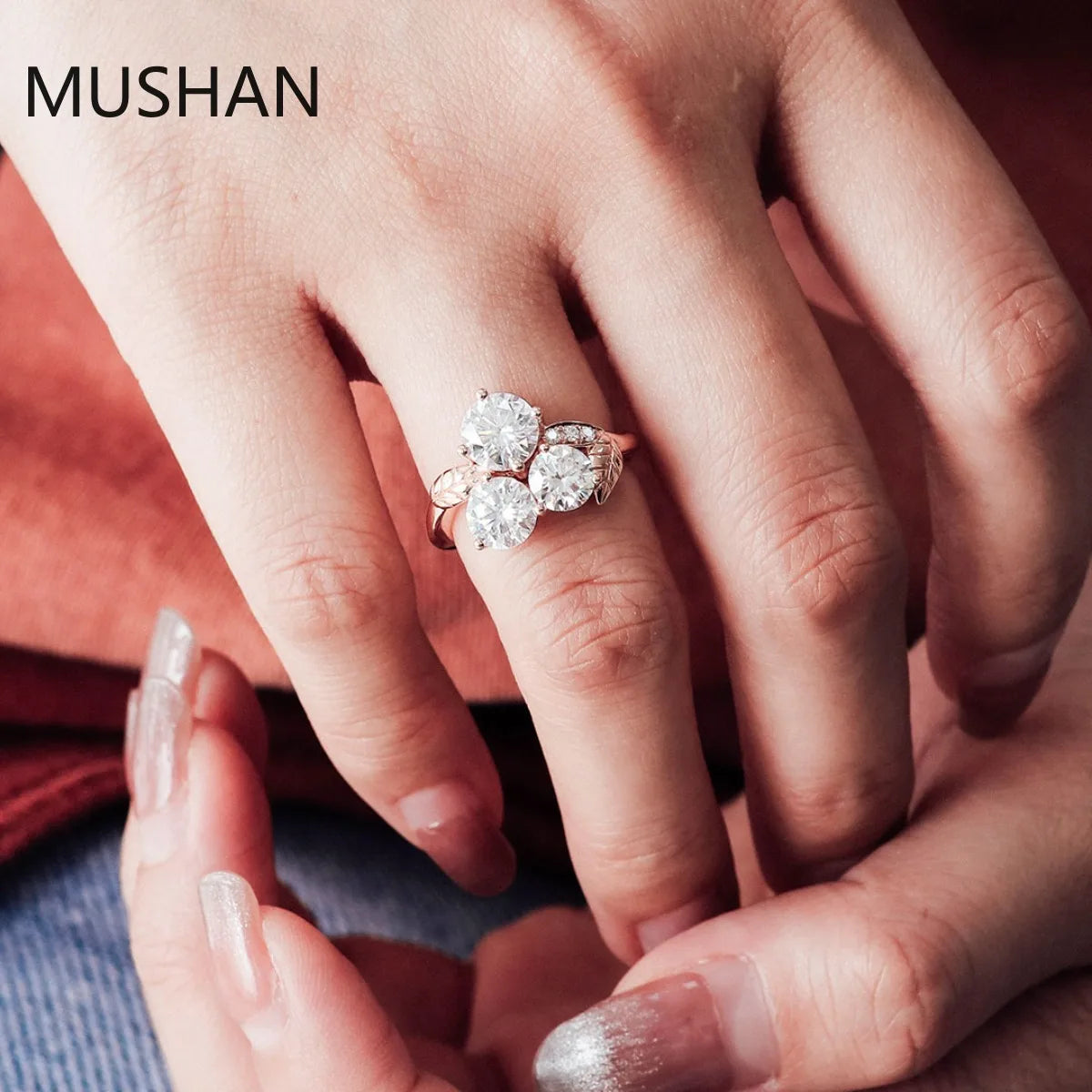 MUSHAN Luxury Custom 14K 18K Gold Rings Band Jewelry With Moissanite Diamond Lab Grown Gemstones Diamond Wedding Ring For Women