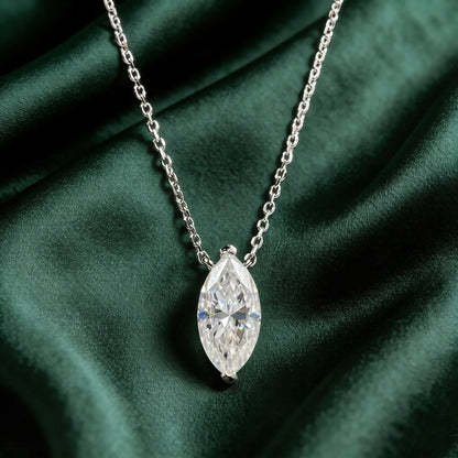 MuShan Luxury Jewelry 925 Sterling Silver Necklace 18IN Heart Moissanite Easter 18K Gold Plated for Her MST Patent 18INs