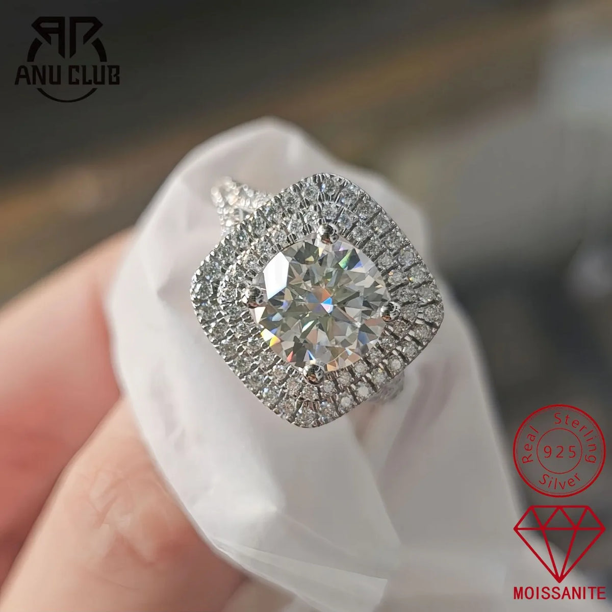 MUHAN Luxury Jewelry  925 Sterling Silver Ring Wedding Band  Women GRA Certificate Moissanite Diamond Rings D Color Fine Jewelry