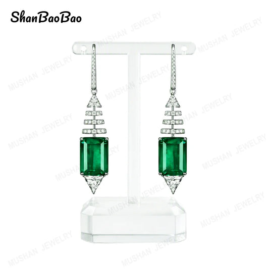 MuShan Jewelry 925 Sterling Silver Earrings 14.5ct CZ Gemstones Fish Shape s925 Stud Drop Pendant Earring Luxury Accessories