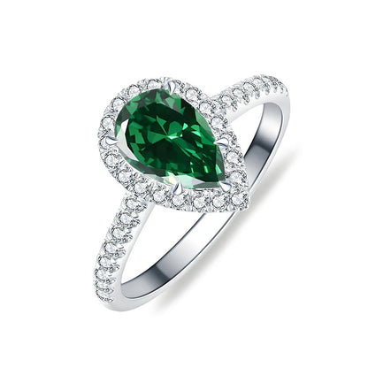 MuShan Jewelry 925 Sterling Silver Rings CMA Certificate Water Drop HCD Gemstones Emerald Sapphire Women Ring Band Fine Jewelry
