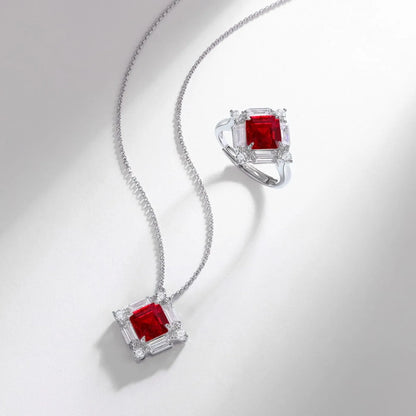 MUSHAN Luxury Jewelry 925 Sterling Silver Chain Pendant Necklace Lab Grown Emerald Ruby Gemstones Necklaces Pendants GRC Jewelry