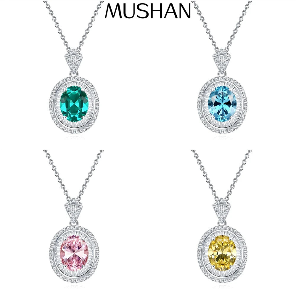 MuShan Jewelry 925 Sterling Silver Necklace Pendant Chain HCD Diamonds Minimalist Style Romantic Style Women Necklaces Jewelry