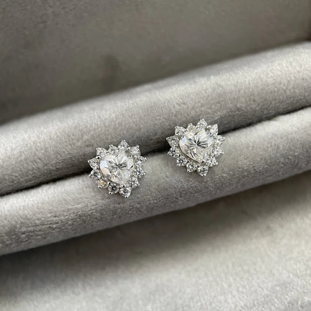 MuShan Luxury Jewelry 925 Sterling Silver Earrings Drop 1CT Moissanite Christmas 18K Gold Plated Women MST Patent Earring Drop