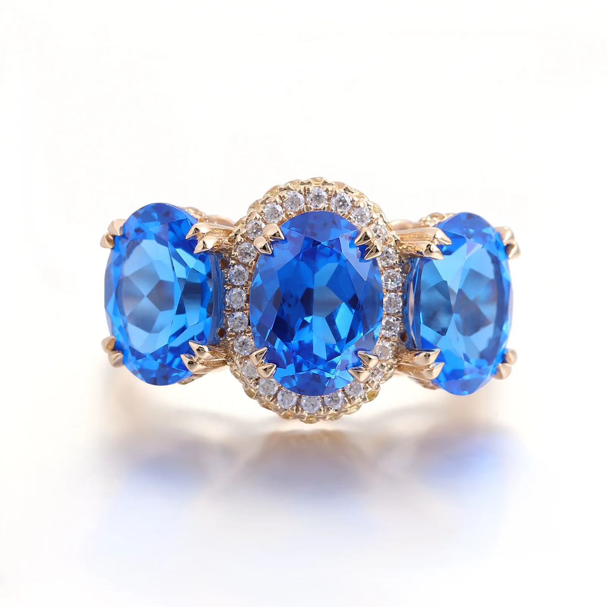 MUSHAN Custom Jewelry 10k 14k 18k Gold PT950 s925 Silver Ring Lab Grown Cobalt Sapphire Wedding Ring for Women 18K Gold Jewelry