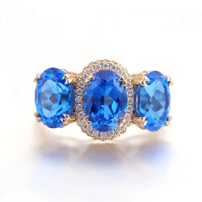 MUSHAN Custom Jewelry 10k 14k 18k Gold PT950 s925 Silver Ring Lab Grown Cobalt Sapphire Wedding Ring for Women 18K Gold Jewelry