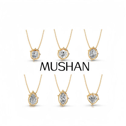 Collar de plata de ley 925 marca MuShan con diamante de moissanita, gargantilla para boda para chicas, colgante con patente MST chapado en oro de 18K