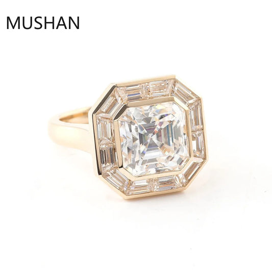 MUSHAN Luxury Custom 14K 18K Gold Rings Band Jewelry With Moissanite Diamond Lab Grown Gemstones Diamond Wedding Ring For Women
