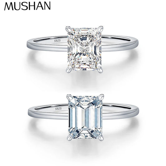 MuShan Brand Jewelry 925 Sterling Silver Ring Luxury VVS Moissanite Rings for Women 18K Gold Plated MST Patent Fine Jewellery
