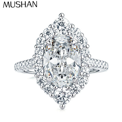 Anillo de plata de ley 925 de la marca MuShan, anillo de compromiso con moissanita VVS para amiga, chapado en oro de 18K, joyería con patente MST