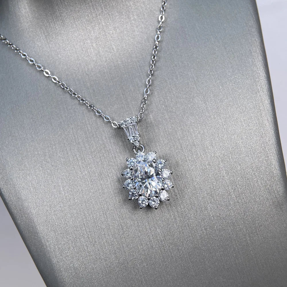 MuShan Luxury Jewelry 925 Sterling Silver Necklace 20IN 1CT Moissanite Evening Modern for Women 18K Gold Plated MST Patent