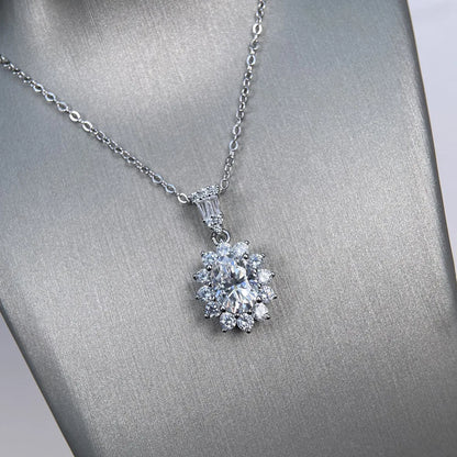 MuShan Luxury Jewelry 925 Sterling Silver Necklace 20IN 1CT Moissanite Evening Modern for Women 18K Gold Plated MST Patent