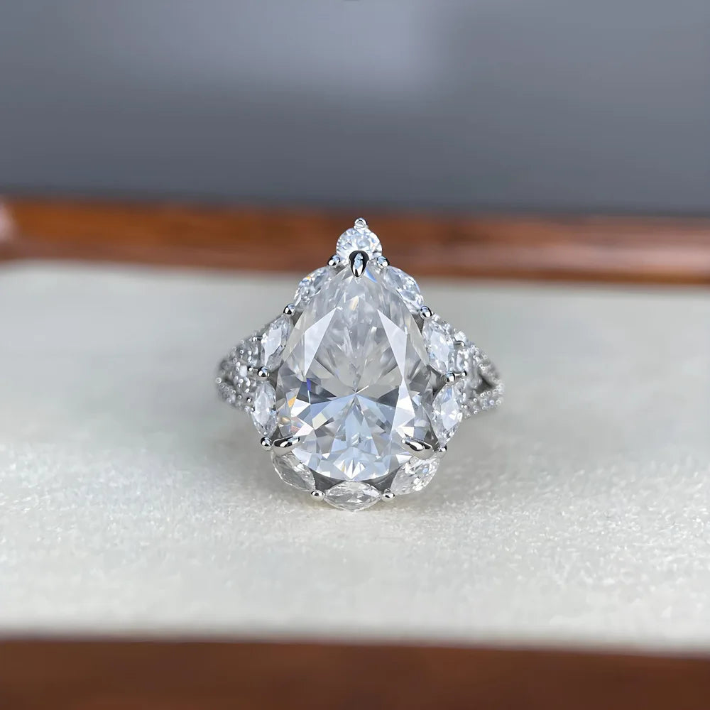 Anillo de plata de ley 925 marca MuShan, anillo formal de moissanita VVS para pareja, chapado en oro de 18K, joyería fina con patente MST