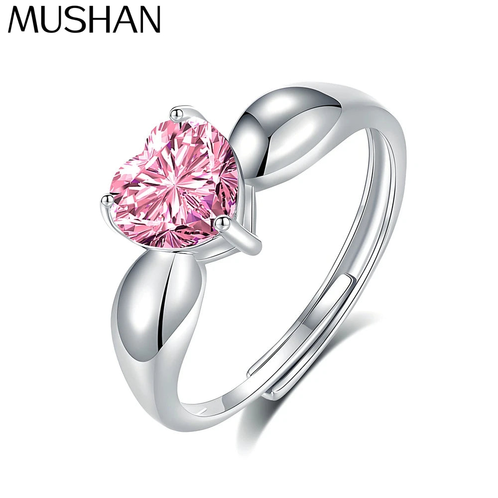 MuShan Jewelry 925 Sterling Silver Ring Wedding Band High Carbon Diamond Bridal Shower  Her Gift Women Rings Fine Jewelry