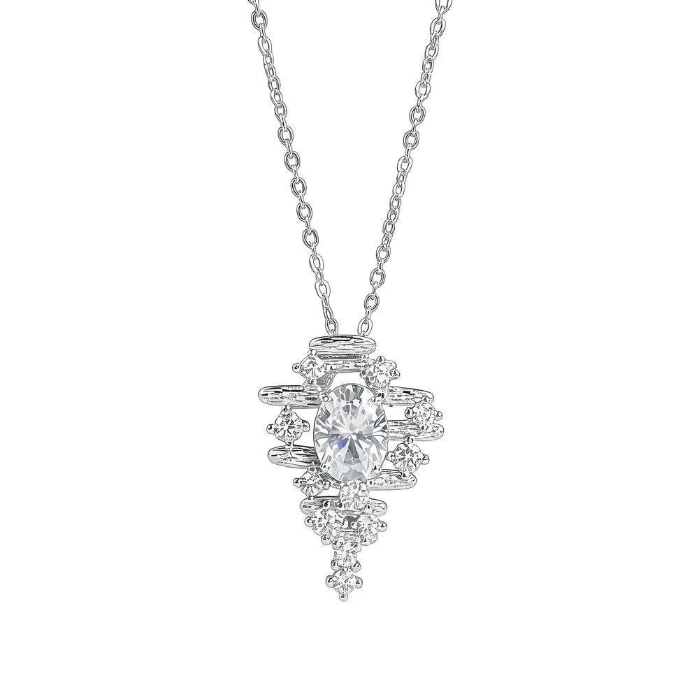 Collar de plata de ley 925 marca MuShan, 20 pulgadas, diseño floral con moissanita para boda de chicas, chapado en oro auténtico, patente MST, 20 pulgadas