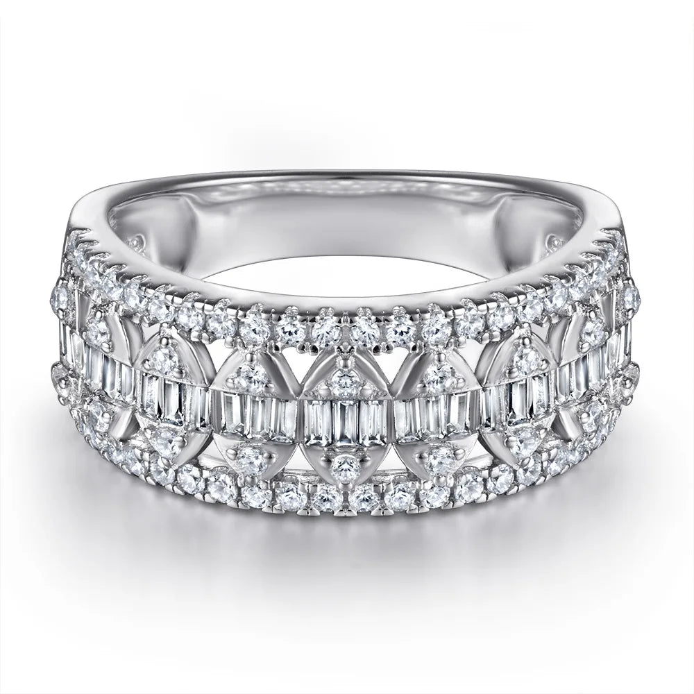 Anillos de banda de plata de ley 925 de MuShan Jewelry, anillo de compromiso, anillos de banda de circonita cúbica 7A, regalo romántico de aniversario para mujer