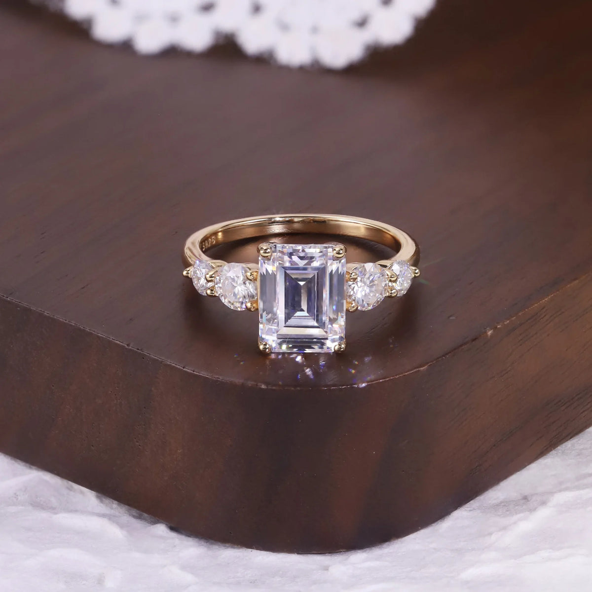Anillo de plata de ley 925 MuShan Luxury Jewelry, anillo vintage de moissanita para esposa, bañado en oro real de 18 quilates, joyería fina con patente MST