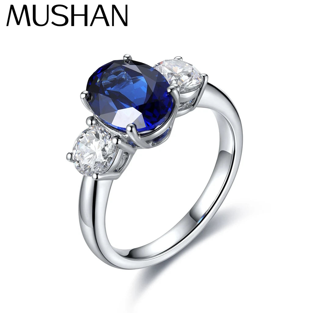MUSHAN Custom Jewelry 925 Sterling Silver Ring Lab Red Ruby Heart Wedding Ring for Women 18K Gold Plated Anniversary Rings