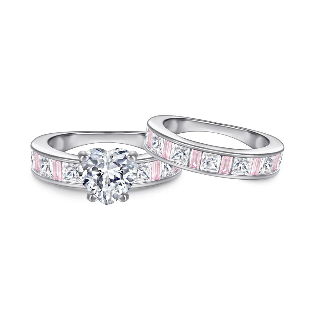 MuShan Jewelry 925 Sterling Silver Rings Bands Engagement Ring 7A Cubic Zirconia Romantic Rings Bands Rings Bands  Women Gift