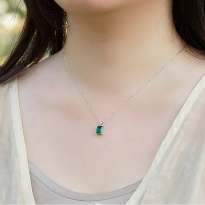 MUSHAN Luxury Jewelry 925 Sterling Silver Chain Pendant Necklace Lab Grown Emerald Ruby Gemstones Necklaces Pendants GRC Jewelry