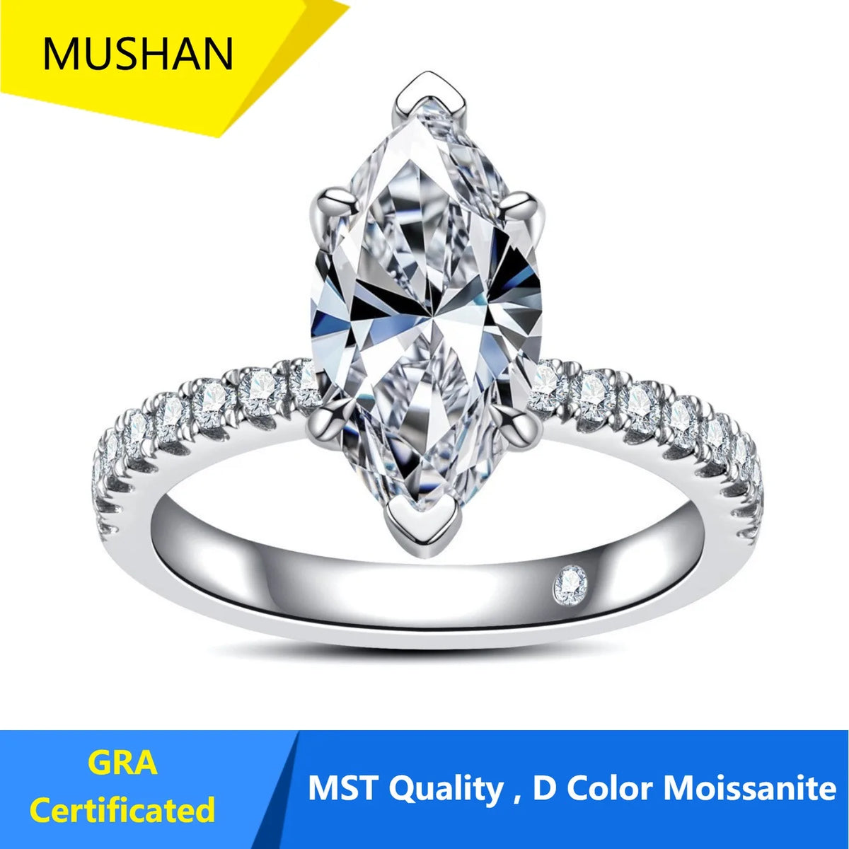MUHAN Luxury Jewelry  925 Sterling Silver Ring Wedding Band  Women GRA Certificate Moissanite Diamond Rings D Color Fine Jewelry