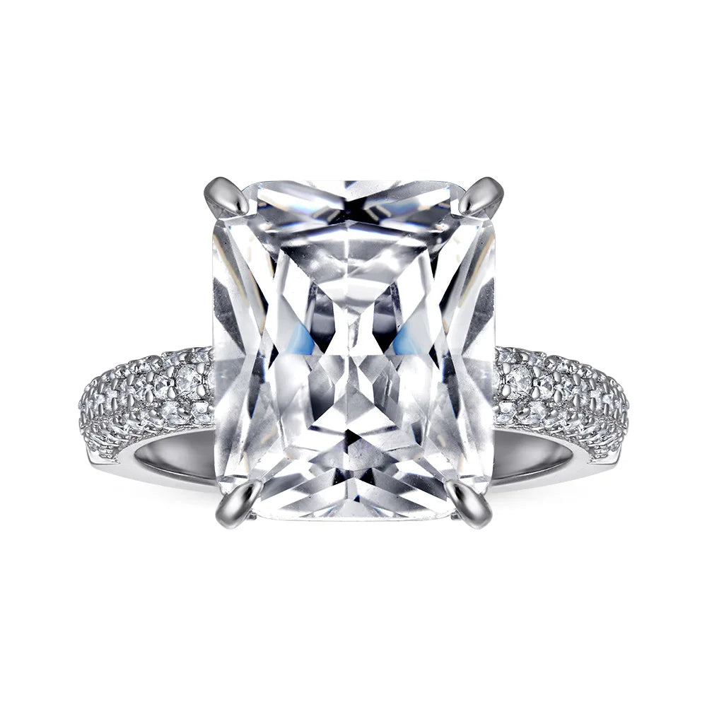 MuShan Jewelry 925 Sterling Silver Rings Bands Engagement Ring 5A Cubic Zirconia Elegant Anniversary Rings Bands  Women Gift