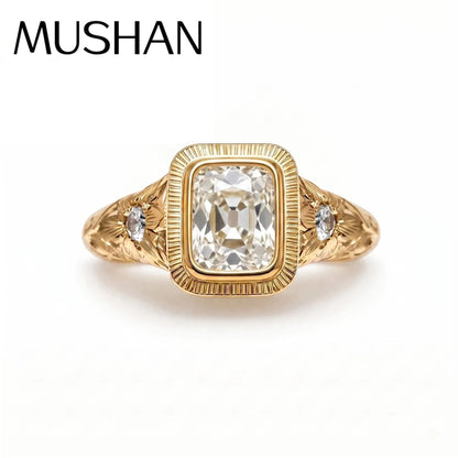 Anillo de joyería personalizada MUSHAN de plata de ley 925 con moissanita color D VVS1, anillo de aniversario lujoso y sofisticado, accesorio de diamante