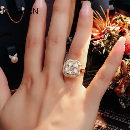 MUSHAN Luxury Custom 14K 18K Gold Rings Band Jewelry With Moissanite Diamond Lab Grown Gemstones Diamond Wedding Ring For Women