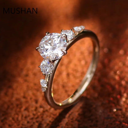 MUSHAN Luxury Custom 14K 18K Gold Rings Band Jewelry With Moissanite Diamond Lab Grown Gemstones Diamond Wedding Ring For Women