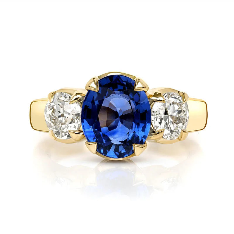 Anillo de compromiso MUSHAN de plata de ley 925 con zafiro de laboratorio para mujer, chapado en oro de 18K, regalo de aniversario